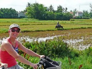 Fietsen bij Hoian in Vietnam