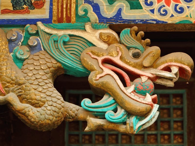 Houten draak in Pingyao