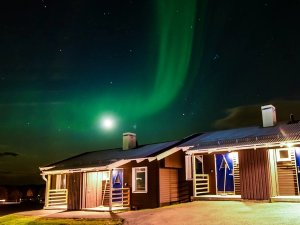 Cabin in het noorderlicht Kiruna Zweeds Lapland
