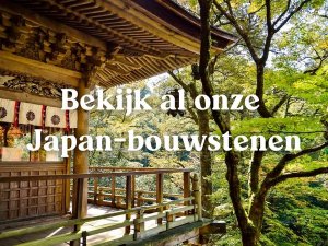 Japan bouwstenen: tempel tussen de bomen