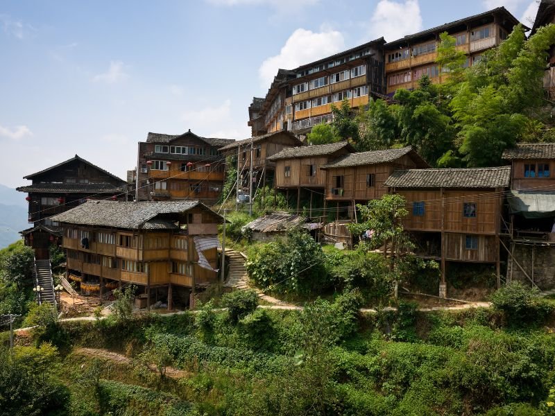 de rijstvelden in Zuid-China bij Ping'an