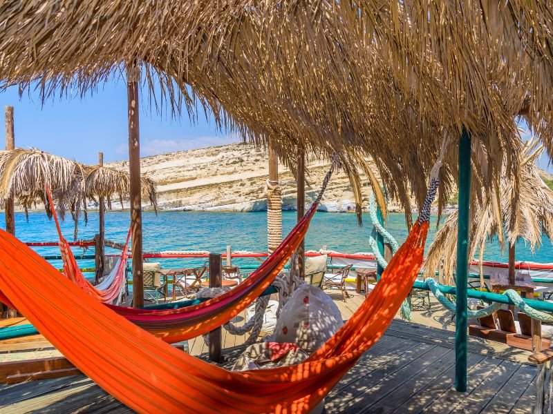 Hangmatten bij Matala Kreta rondreizen