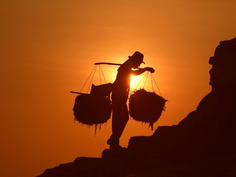 Nusa Lembongan zeewier zonsondergang