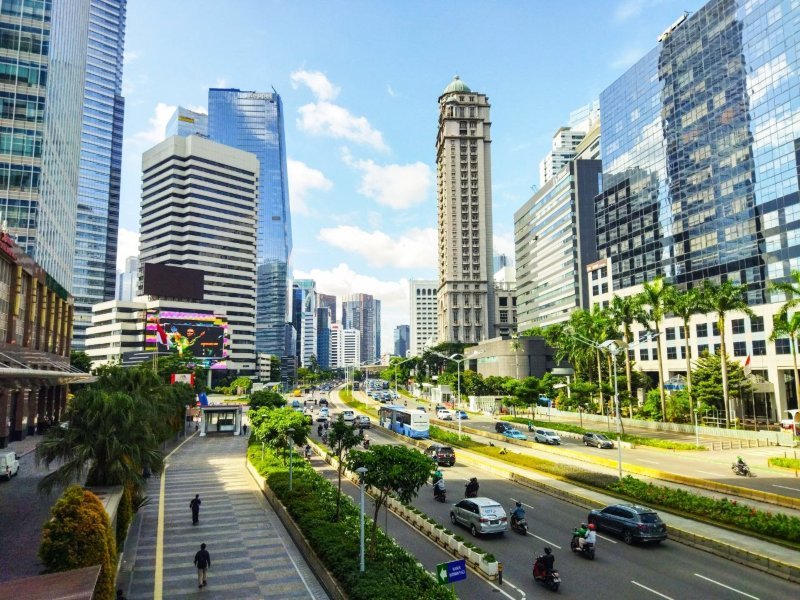De stad Jakarta op Java in Indonesie