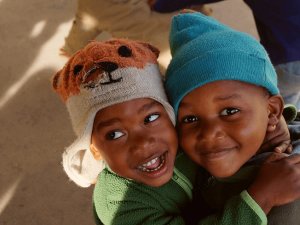 Lachende kinderen in Transkei