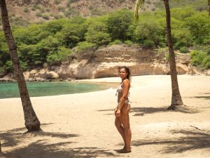 Strand en palmbomen in Santiago Tarrafal Kaapverdie